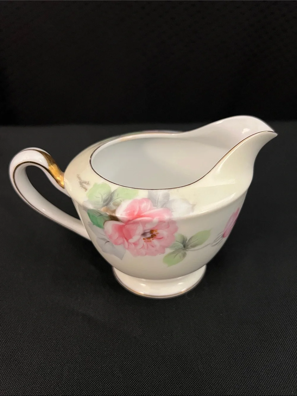 Aichi China  Porcelain Sugar and Creamer Set with Gold Trim - Pink Roses